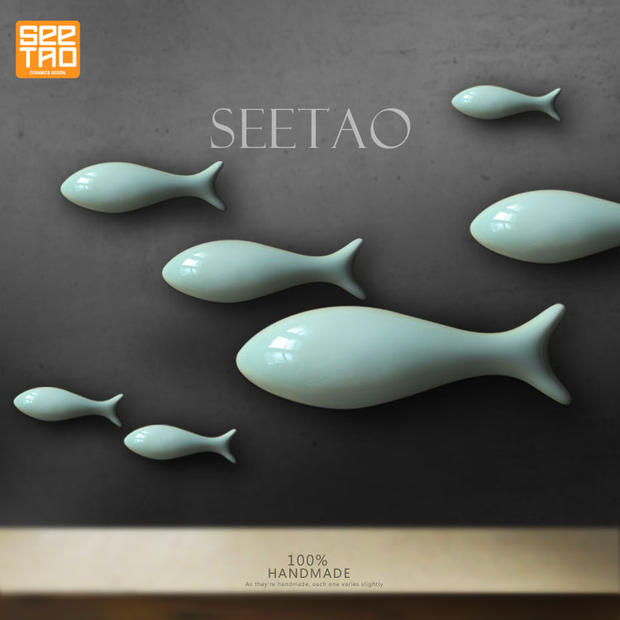 Buy Nine Soil Ceramic Fish Pendant Small Fish Wall Decoration Wall