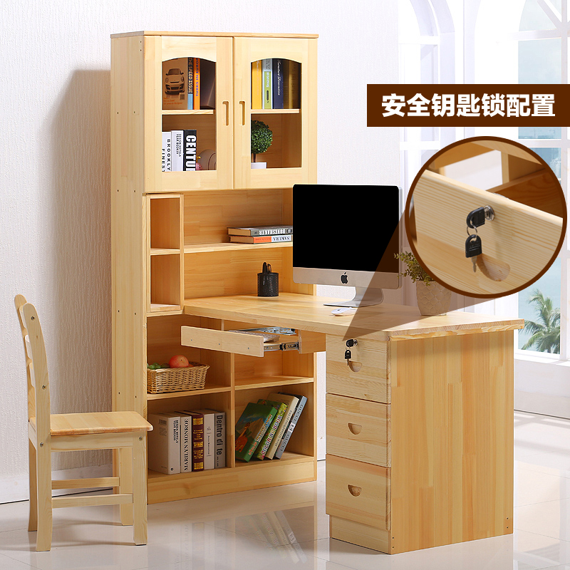 Buy Pine Wood Computer Desk Corner Desk Desk Desk Bookcase Simple