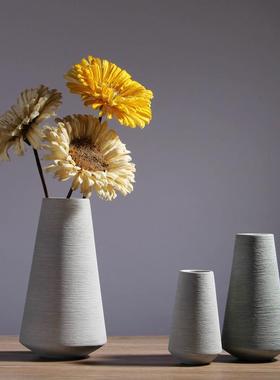 新中式长版细高陶瓷花瓶白色电视墙高款装饰花器格栅玄关柜摆件