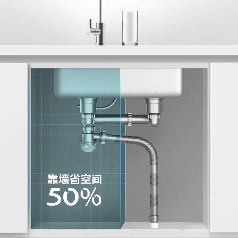 厨房后置款多功能接口三通下水器双槽洗碗池下水管菜盆排水管套裝,淘宝优惠券,粉丝福利购,淘宝优惠卷