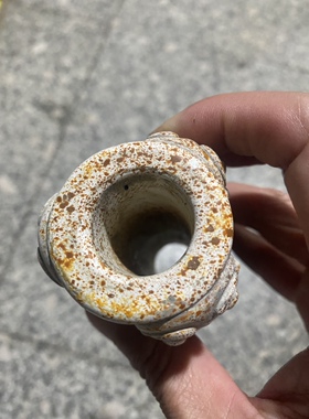 鸡骨白玉琮礼器老玉仿古旧石器时代把件鬼脸祭祀玉棕玉器摆件古玩