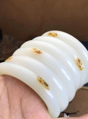 保真正品新疆和田玉籽料手镯手饰玉镯手把件宋志山作品55～56圈口