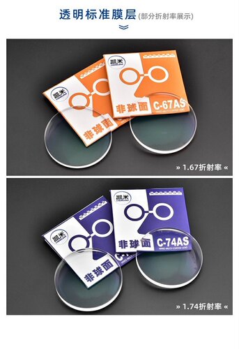 韩国凯米镜片1.74超薄近视非球面U6防蓝光眼镜片1.67高度数配镜U2 - 图1