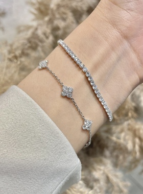 幸运四叶草五花迷你女纯银镀18k