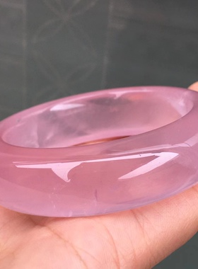 精精品天然新矿马粉粉晶手镯 果冻体 晶体通透 颜色超级粉嫩