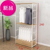 Clothing Store Show Show New Home Iron Art Double Deck Display Cabinet Ground Style Clothes Rack Hung Hanger to customize the