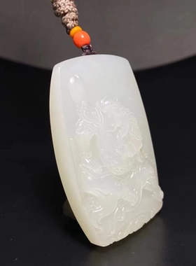 籽料牌子挂件关公新疆和田玉