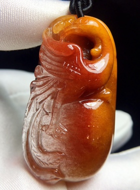 天然宝石新款红发晶凤凰吊坠项链毛衣挂件红色水晶