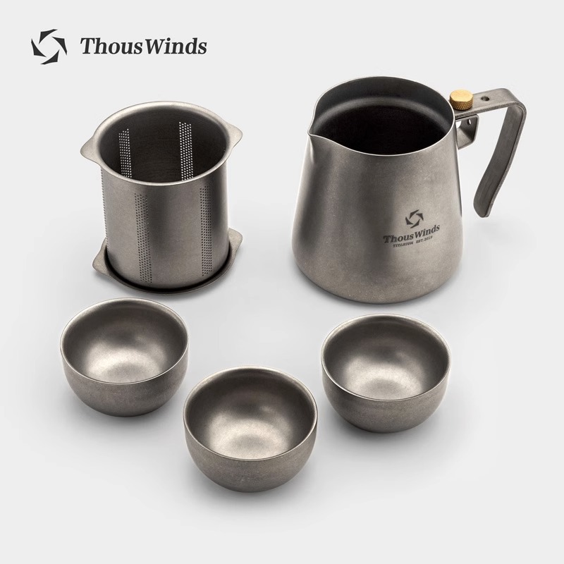 Thous Winds千风茶道钛茶具双层轻量旅行茶壶便携泡咖啡茶具套装 - 图0