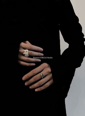 小众设计师风手工褶皱肌理戒指