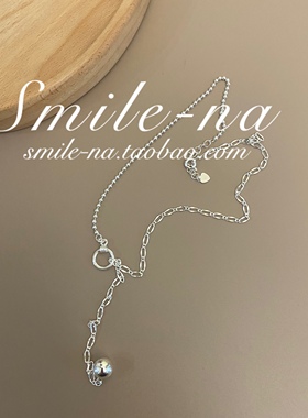 韩国进口小众款风纯银别针锁骨链