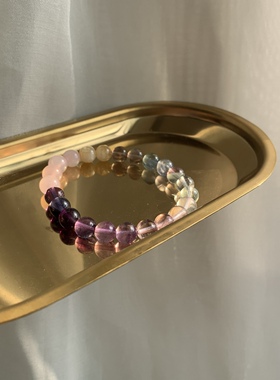 萤石天然水晶七彩ins少女心手串