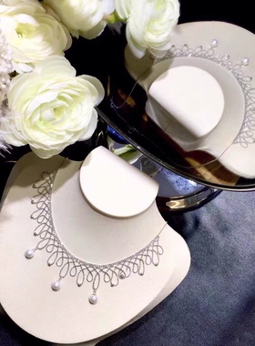 气质优雅蕾丝项链纯银时尚复古大气时尚吊坠女天然珍珠9-10mm