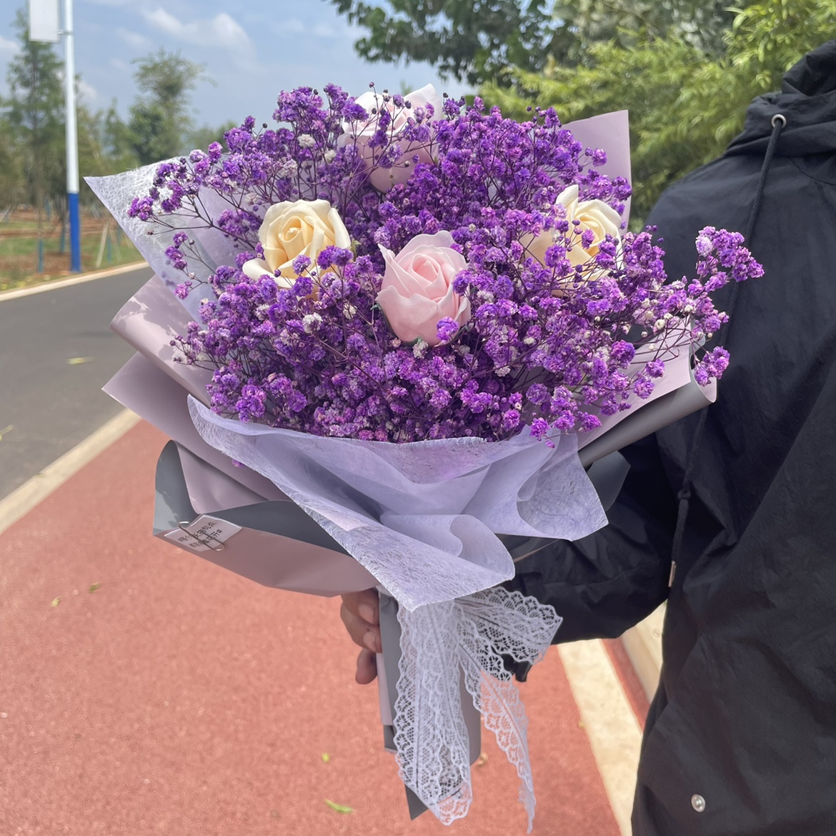 包装大束满天星干花永生花束送人女友闺蜜生日礼物情人节真花装饰