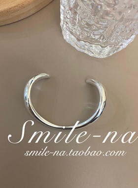 韩国进口纯银弧线个性百搭手镯