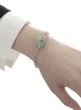 小众猪鼻子仿玉石混搭风项链