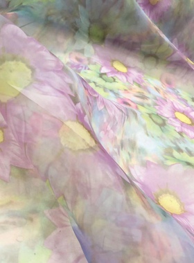 进口透视幻彩玻璃纱面料夏季欧根纱连衣裙服装设计布料柔软轻薄