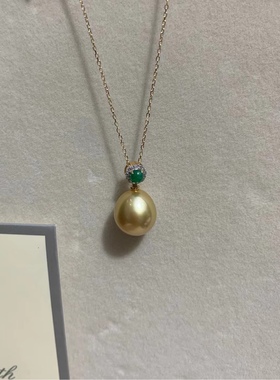 18k金金珠吊坠南洋金珠锁骨链潮