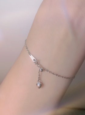 可滑动调节基本款手链纯银镀白金