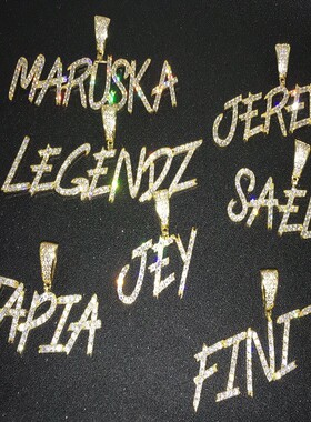 英文字母定制拼接微镶锆石项链