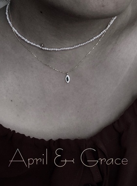 纯银马眼精致小巧风祖母绿金项链