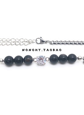 张艺兴这就是街舞同款锆石玛瑙项链钛钢圆珠个性嘻哈风男女锁骨链