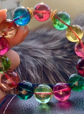 大颗粒巴西老料玻璃体碧玺手串