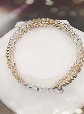 金珠多层圈14k手串奥地利水晶