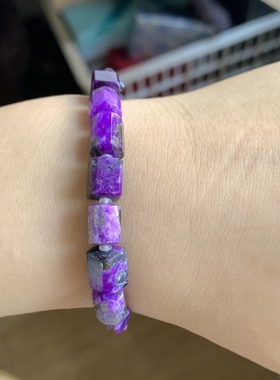 醒走天然舒俱来老料紫樱花紫绿蛋花四棱柱八棱柱子手串桶珠手链