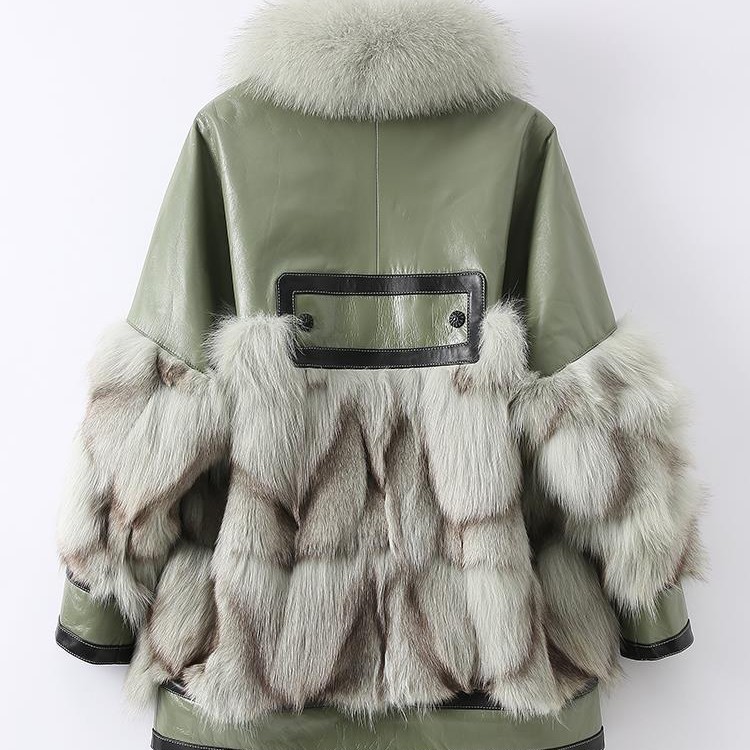 狐狸毛领女装皮草外套中长款2022冬季新款时尚年轻韩版真皮皮衣