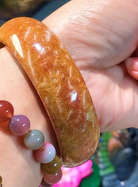 珊瑚玉天然标本少女风婚礼手镯