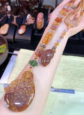 珊瑚玉独家礼品民族风吊坠项链