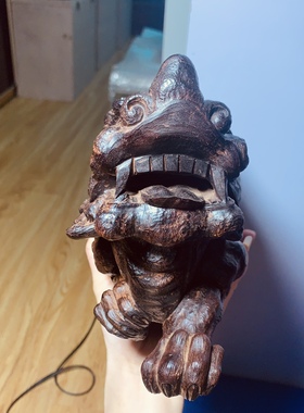 摆件麒麟招财手工轻刀小叶紫檀