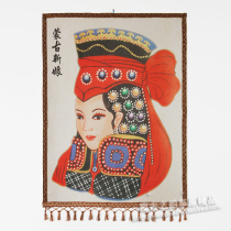 Inner Mongolia handicraft color Mongolian felt painting leather painting pure hand drawing Mongolian bride color felt painting