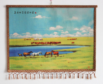 Beautiful prairie my home Mongolian felt painting Inner Mongolia handicraft color handmade felt painting hanging painting