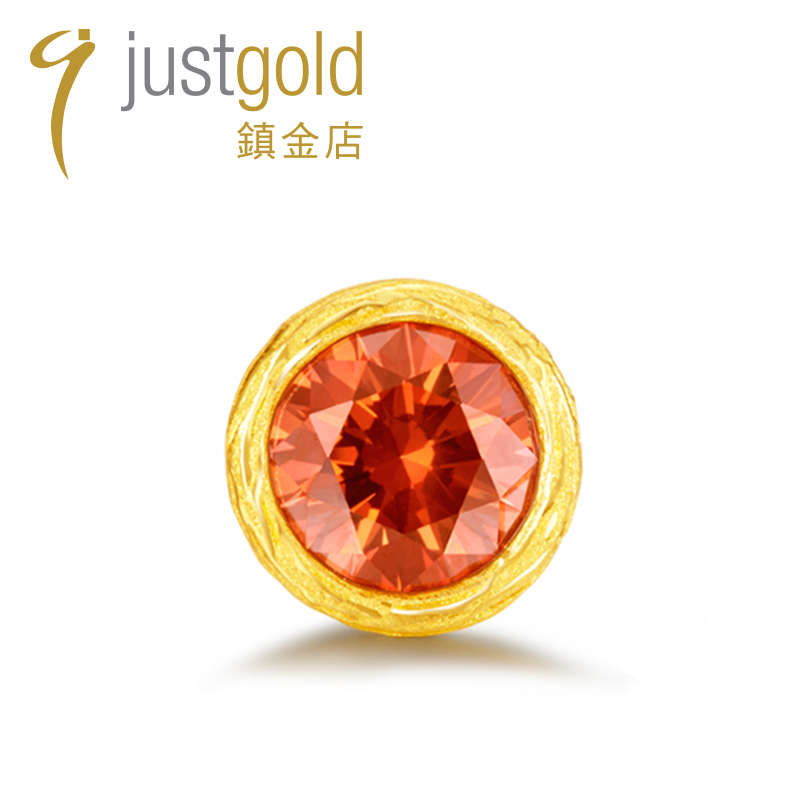 justgold鎮金店萤火咖足金黄金耳钉耳环时尚大方简约个性1321901Y - 图0