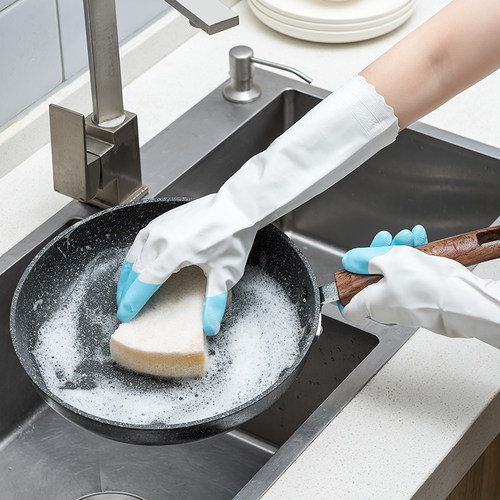 家务清洁手套女厨房加厚刷洗碗洗衣服防水手套家用冬季加绒耐用型 - 图0