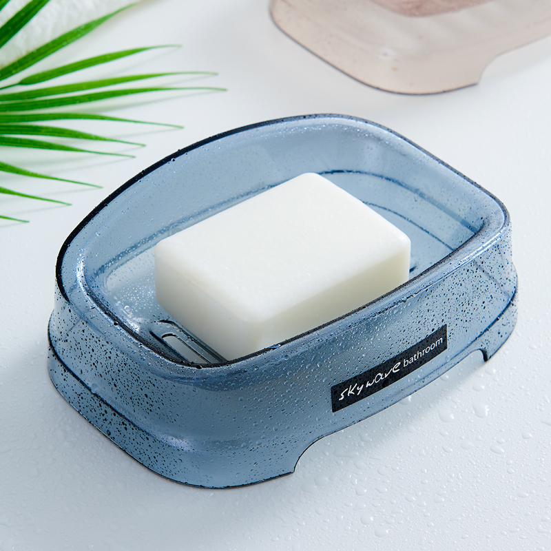 韩国进口家用沥水大肥皂盒带盖创意长方形双层香皂架便携大号透明 - 图0
