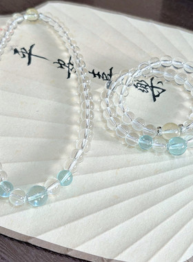 海宝蓝白色水晶玻璃串珠