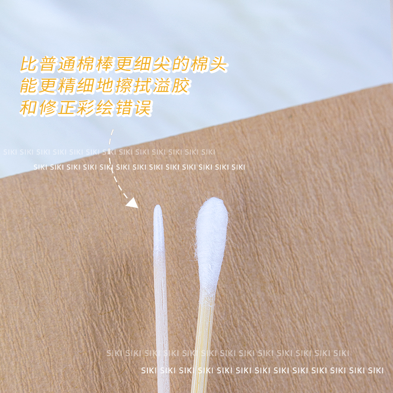 美甲擦溢胶尖头双头棉签棒木质一次性擦甲沟缝隙超细清洁棉棒工具 - 图2