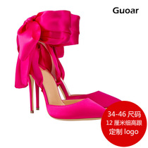 Guoar custom high heel hollow satin face girdle with fine heel 12CM model big code 33-52 yards (no back change)