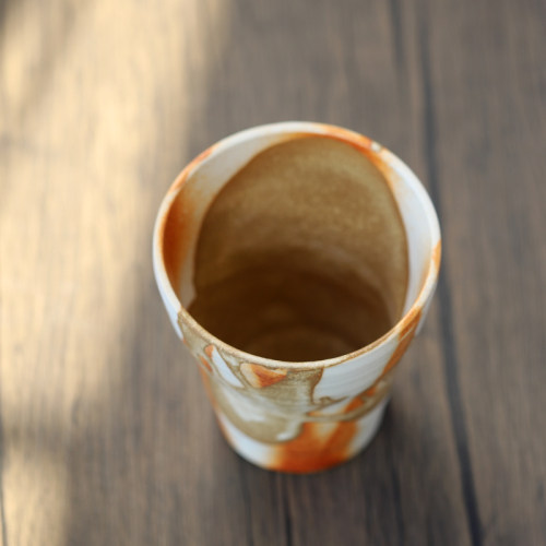 日本进口粉引手绘烧酒杯日式茶具亚光手工复古茶杯复古风喝水杯 - 图1