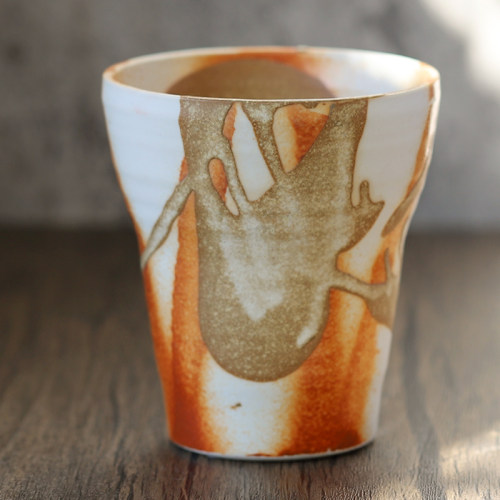 日本进口粉引手绘烧酒杯日式茶具亚光手工复古茶杯复古风喝水杯 - 图0
