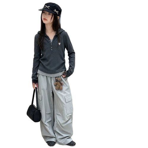 bora韩版女童时髦洋气套装春秋款2024儿童长袖连帽网红休闲两件套 - 图3