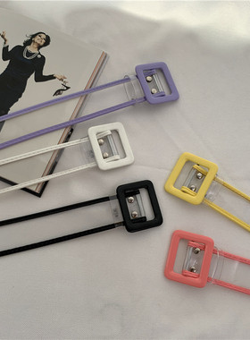糖果色透明方扣简约风pvc皮带