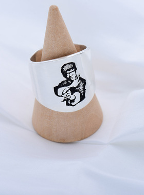 武术李小龙戒指纯银男