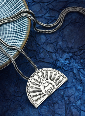 项坠文艺足银吊坠孔雀古风配饰