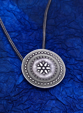 990纯银吊坠足银项坠盘丝编丝坠子文艺挂件古风汉服项链配饰男女