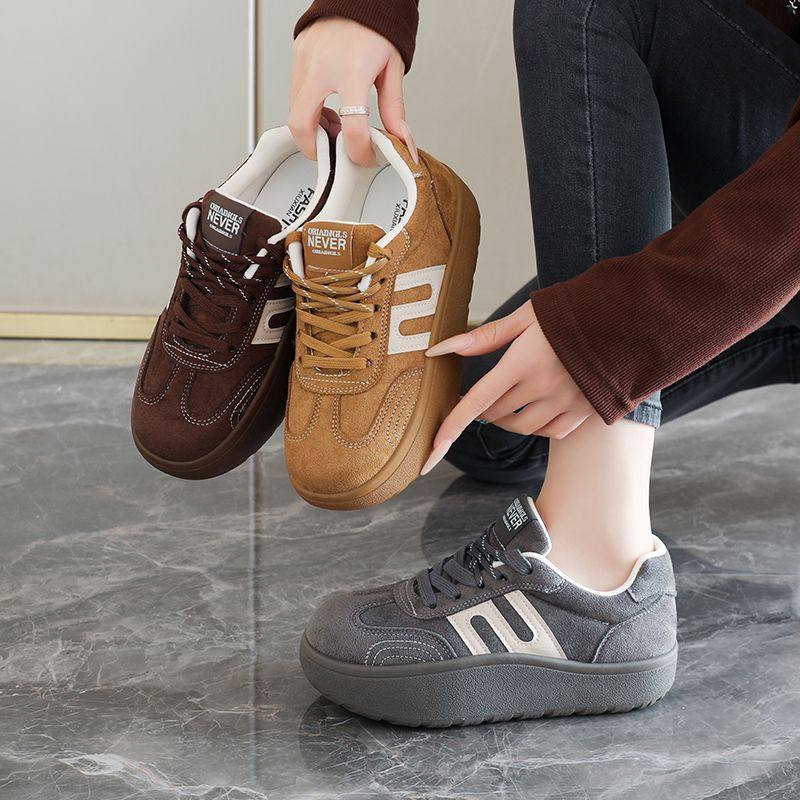 头层牛皮休闲拼色板鞋系带单鞋加绒春学生防滑豆豆鞋平底女鞋,淘宝优惠券,粉丝福利购,淘宝优惠卷