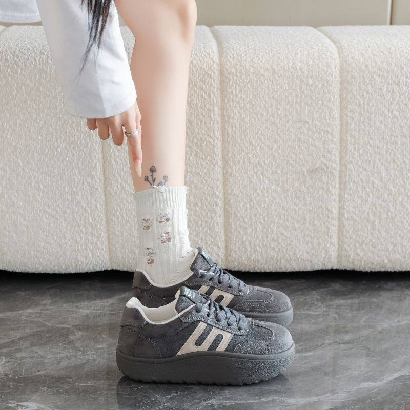 头层牛皮休闲拼色板鞋系带单鞋加绒春学生防滑豆豆鞋平底女鞋,淘宝优惠券,粉丝福利购,淘宝优惠卷